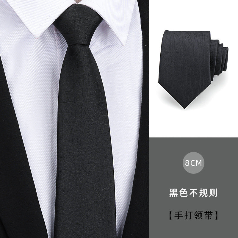 Tie men's formal wear business black glossy narrow zipper professional wedding groom korean zipper hand tie