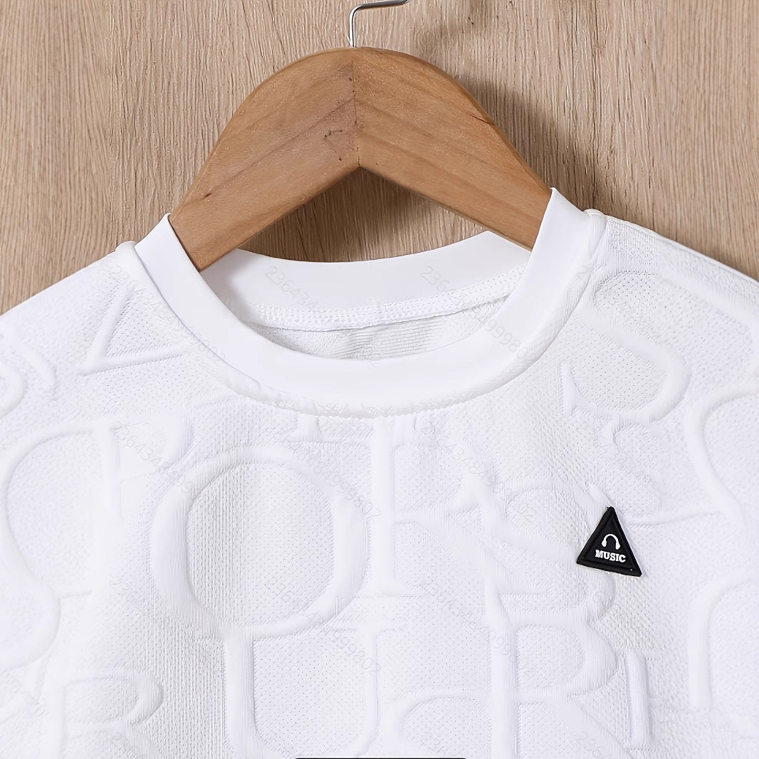 Summer Boys Embossed Letter T-Shirt & Shorts Set