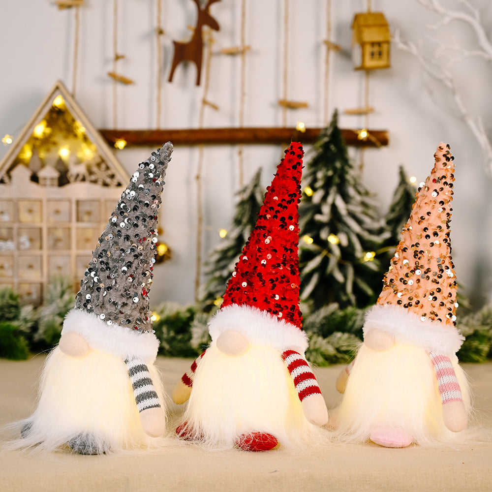 Christmas sequins with lights Rudolph doll decoration