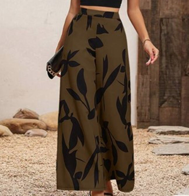 Summer Temperament Elasticated Waist Wide-leg High-waisted Thin Trousers