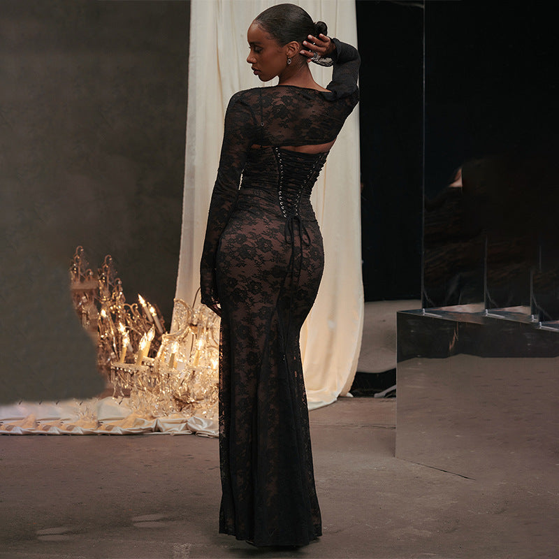 2023 Autumn Sexy Lace Strap Slip Dress