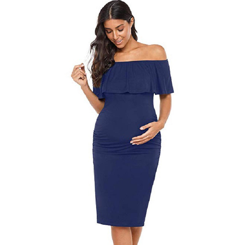 Elegant One-Shoulder Maternity Dress