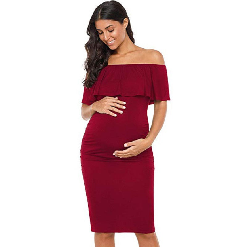 Elegant One-Shoulder Maternity Dress