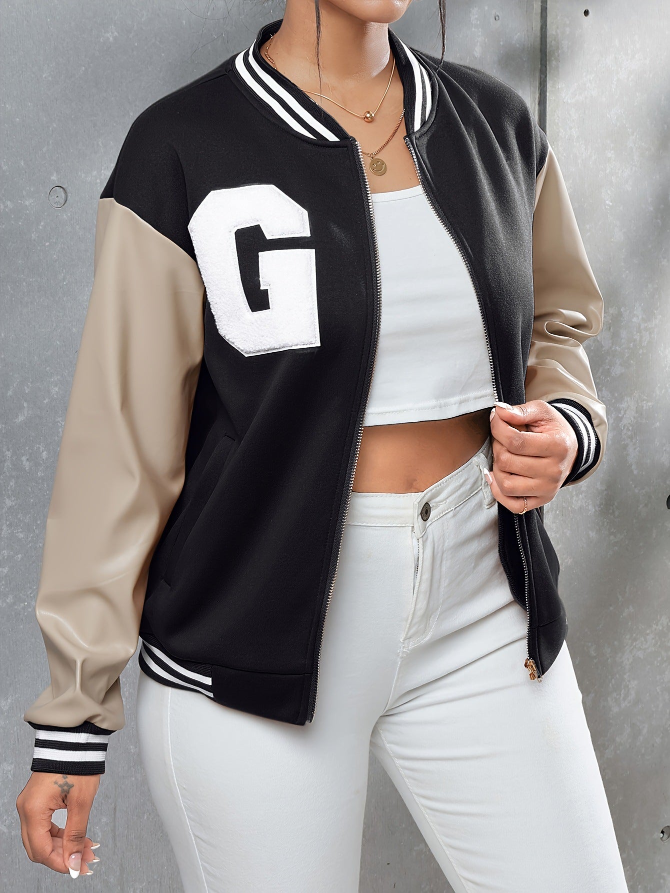 Suede Baseball Jersey jacket