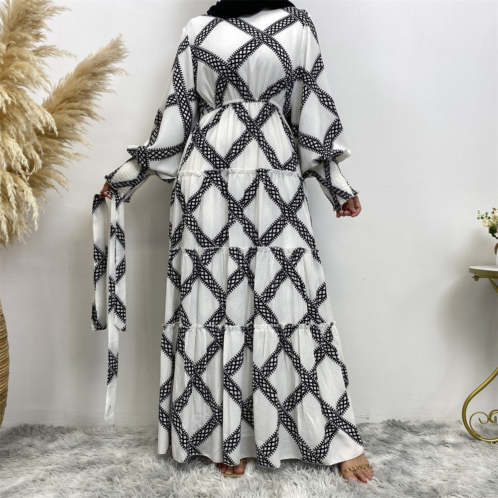 Elegant Printed Long Skirt Base Wear Dress