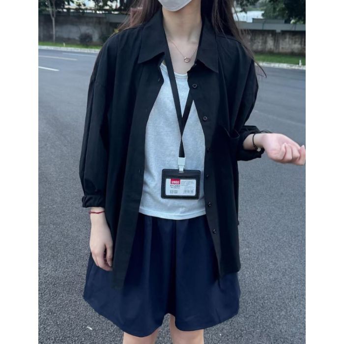 Womens Cotton Long Sleeve Layered Shirt Spring & Autumn Cardigan Style Top