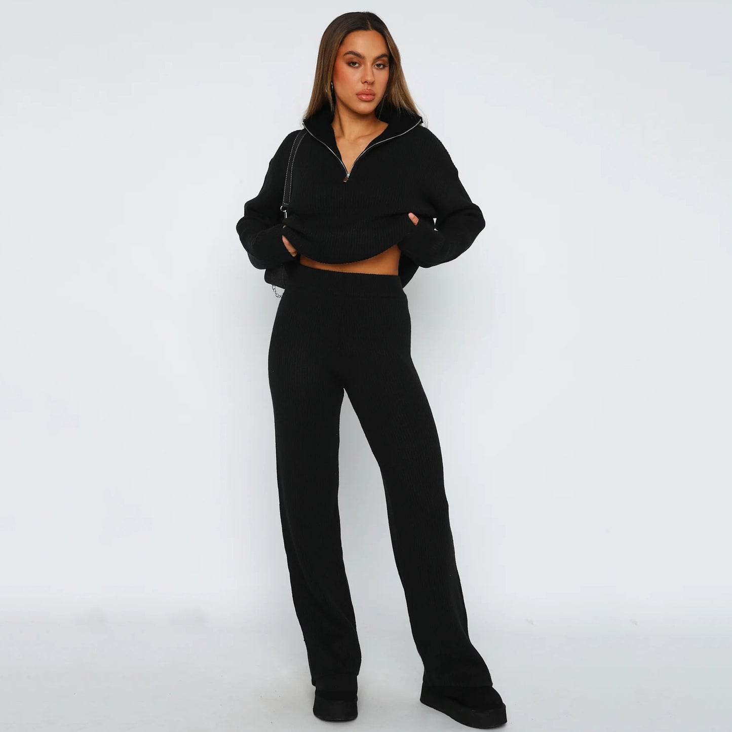 Autumn/Winter Two-Piece Knitted Sweater Set (On Hand)