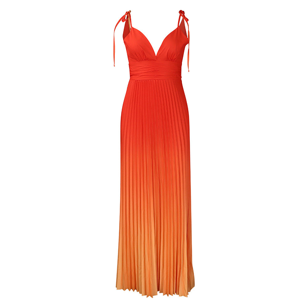 Summer Slip Backless Sexy Lace Gradient Long Dress