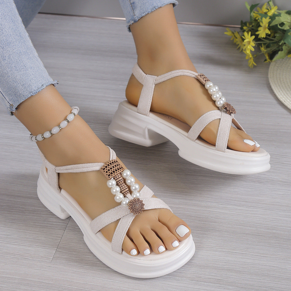 Chic Korean Edition Roman Shoes: New Anti-Slip Wedge Sandals
