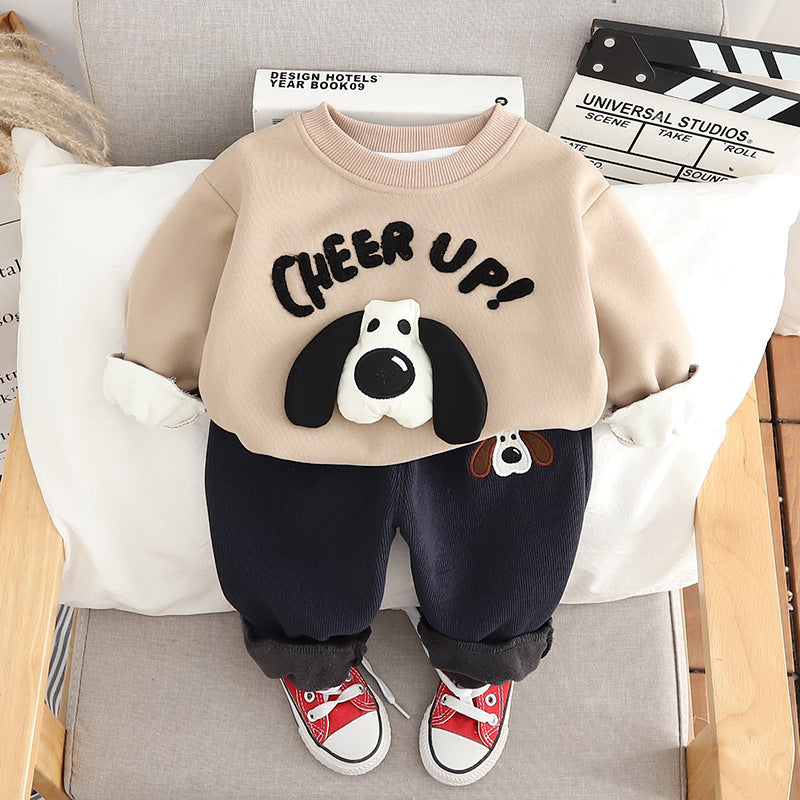 Letter Print Sweatshirt Set