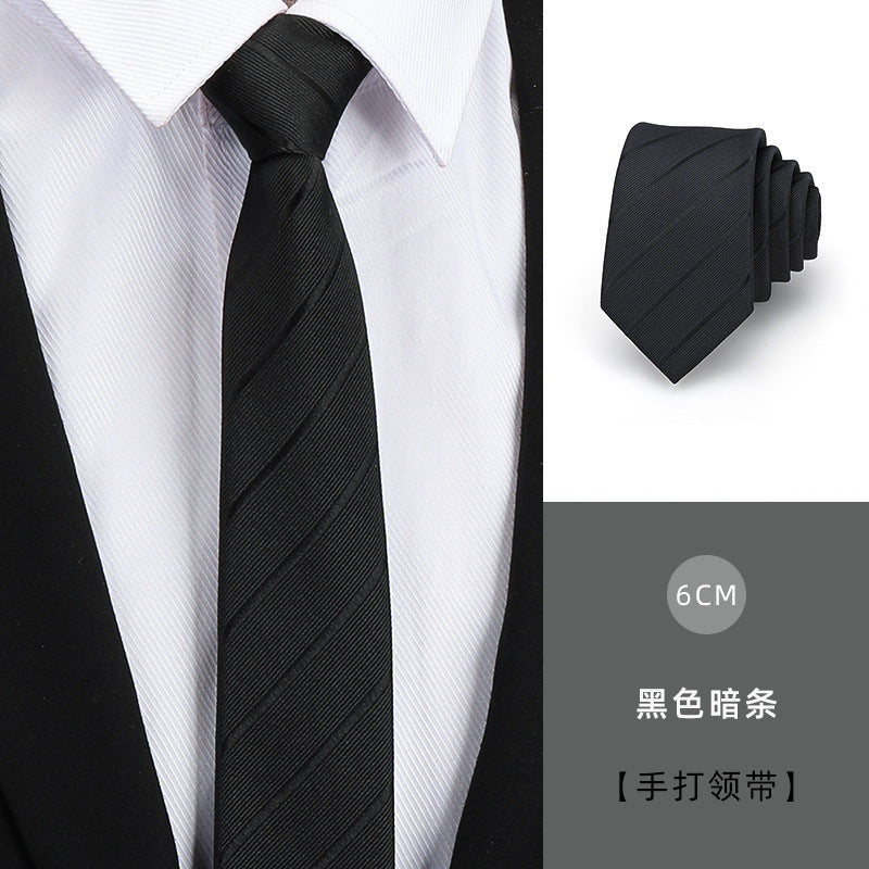 Tie men's formal wear business black glossy narrow zipper professional wedding groom korean zipper hand tie