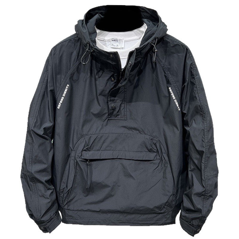 Mens Half-Zip Hooded Cargo Jacket