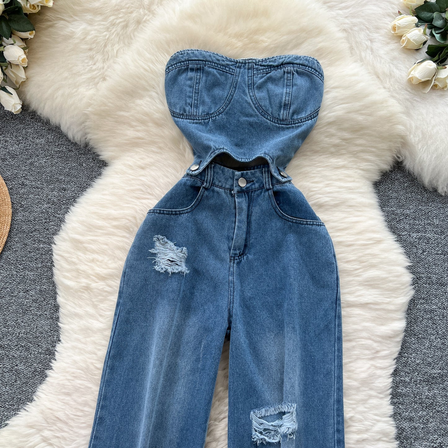 Designer Denim Jumpsuit