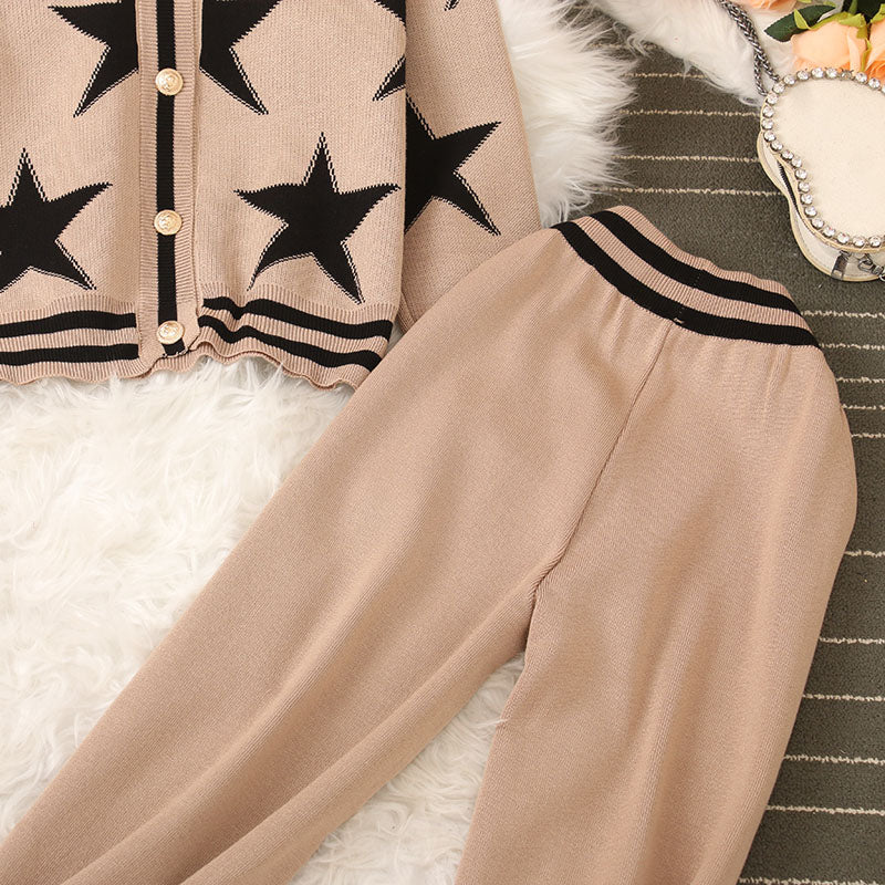 Star Cardigan & Wide Pants Set
