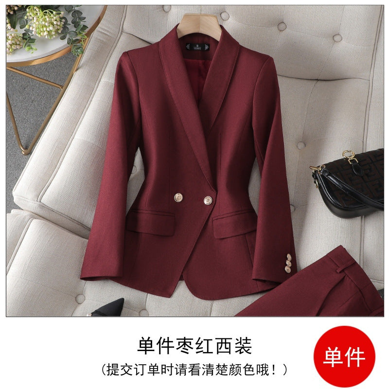 Women's Burgundy High-End Blazer Suit Set