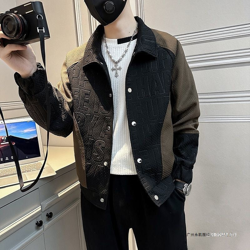 Men's Trendy Contrast Jacket Stylish Spring & Autumn Casual Outerwear