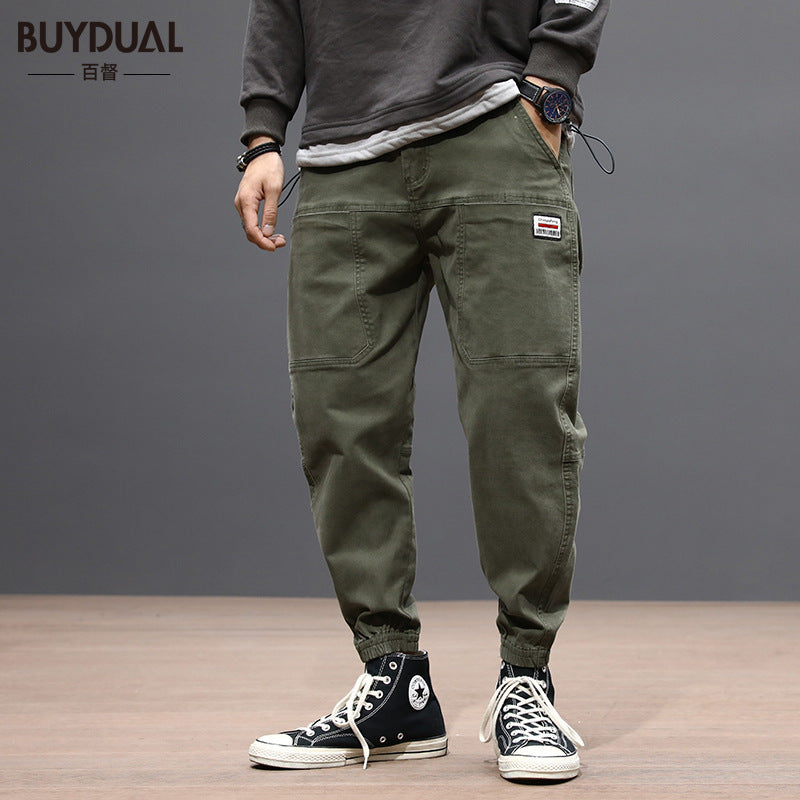 Men's Autumn Loose Fit Stretch Harem Pants Army Green Cargo