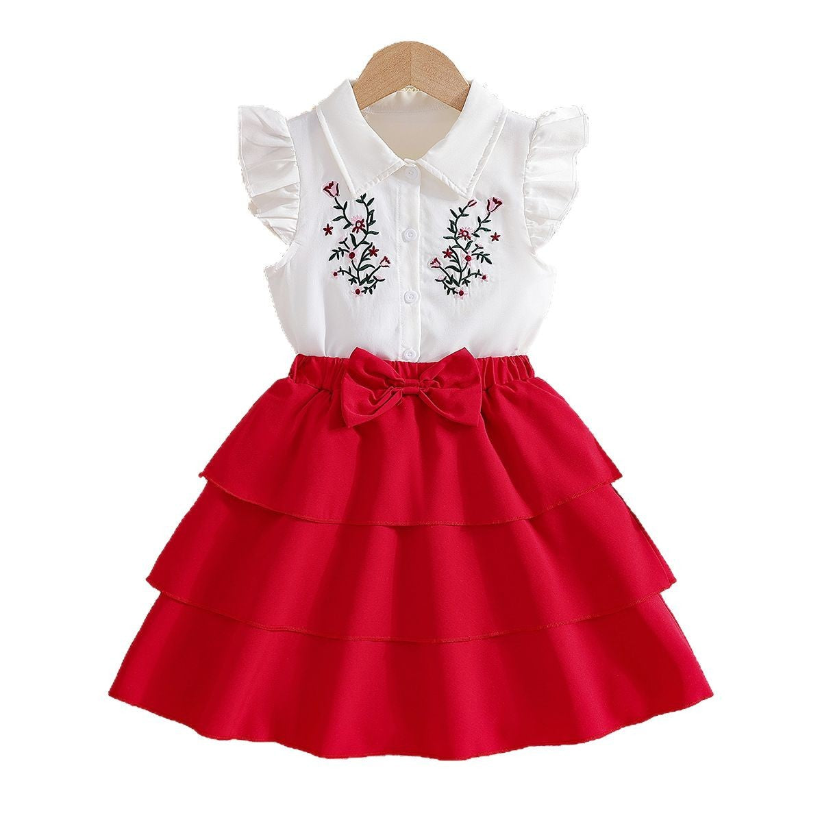 Red Cake Skirt Set