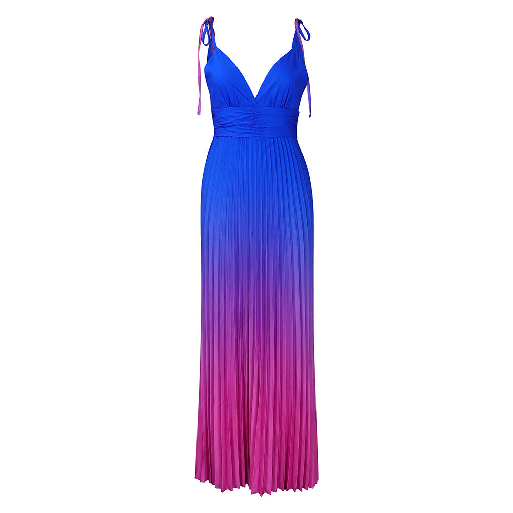 Summer Slip Backless Sexy Lace Gradient Long Dress