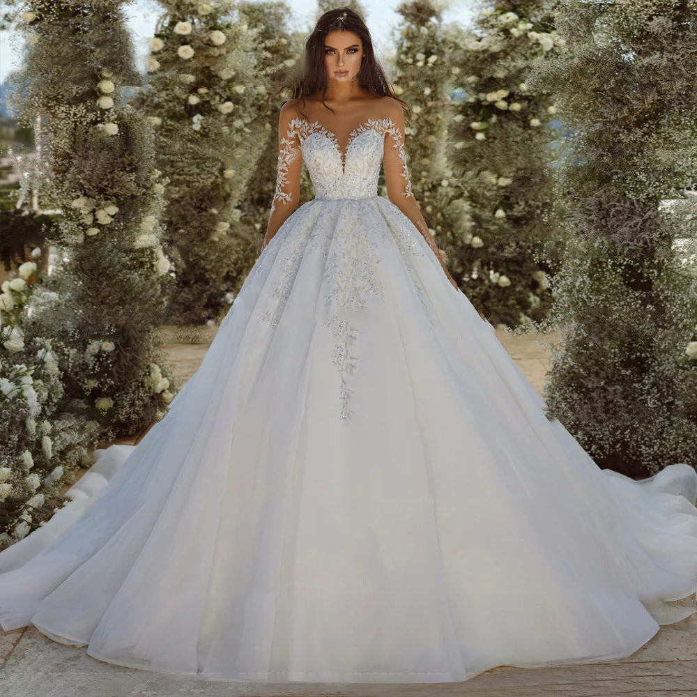 One-shoulder wedding dress