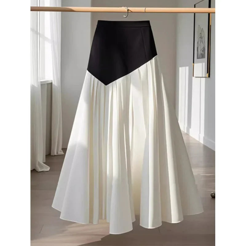 Classic Black & White Paneled Skirt