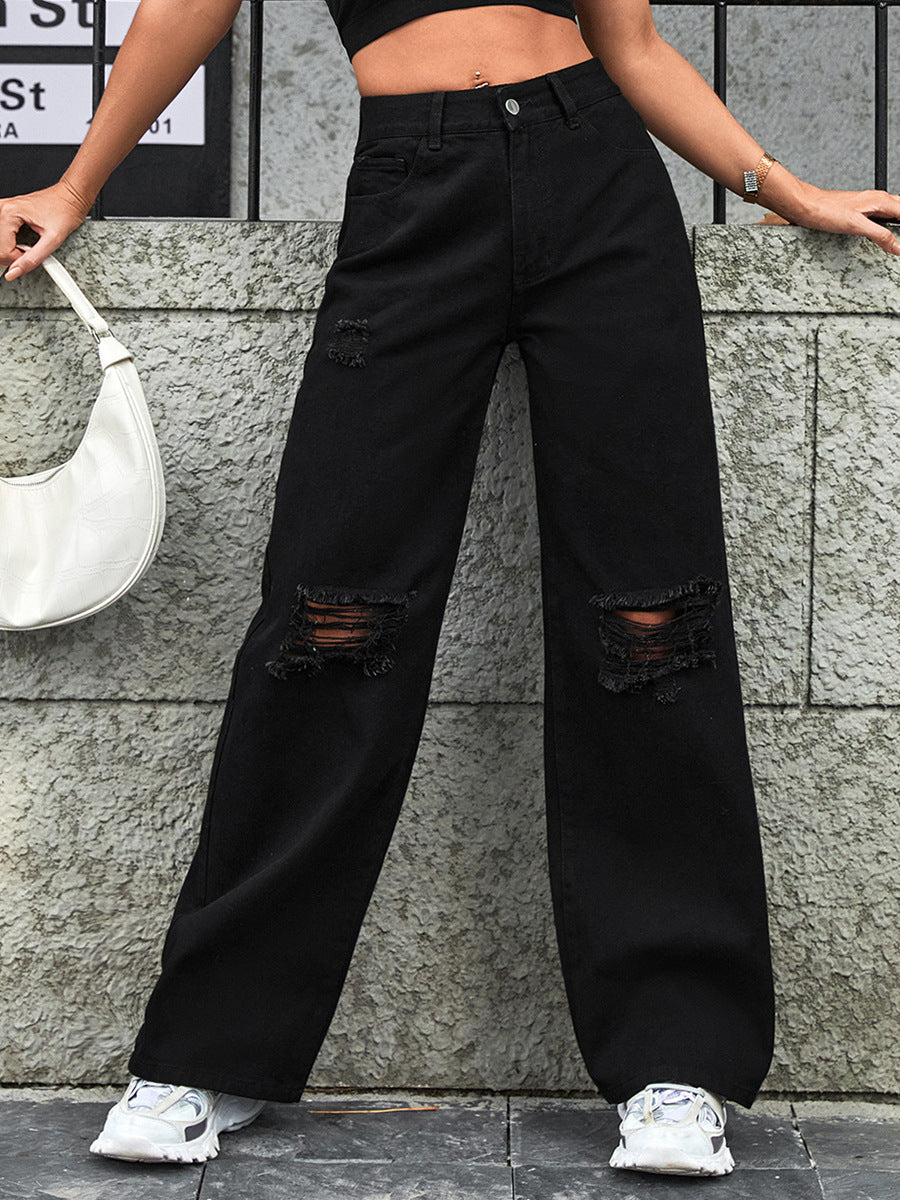 Casual fashion ripped denim pants