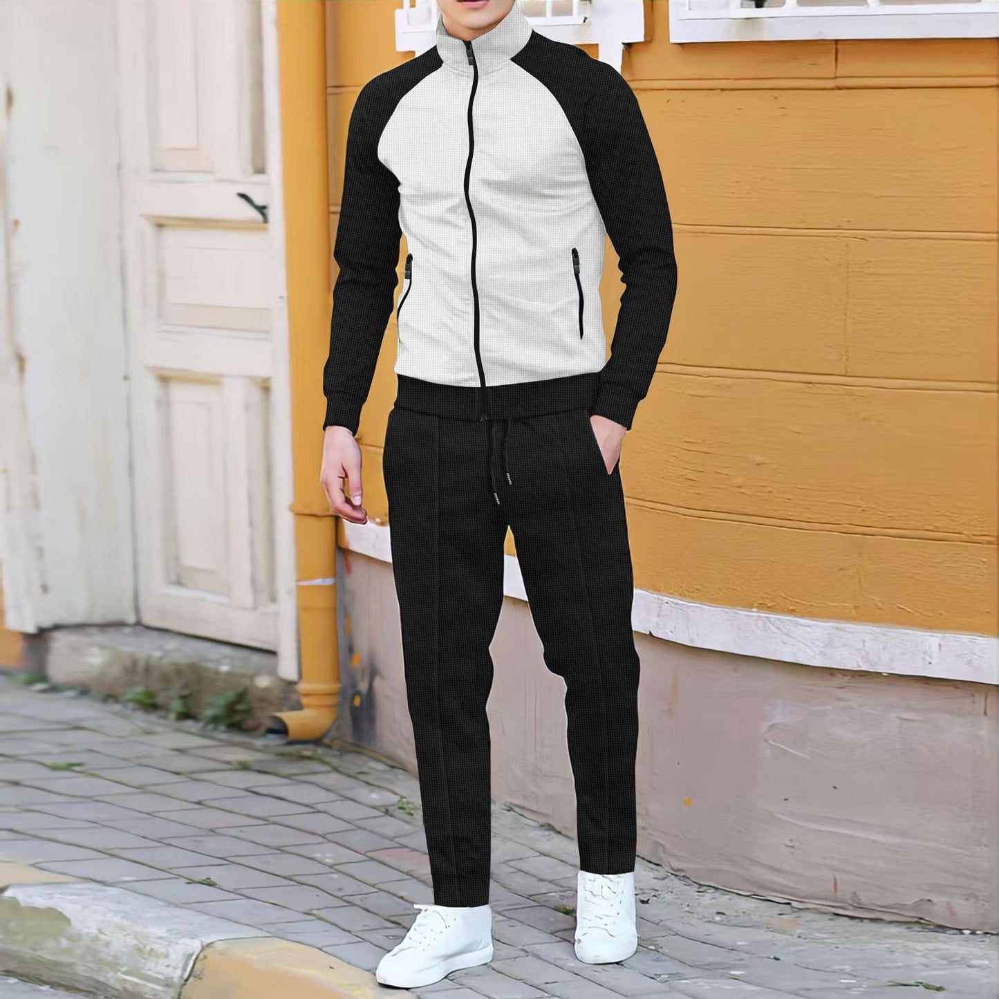 Men's Contrast Raglan Sleeve Tracksuit