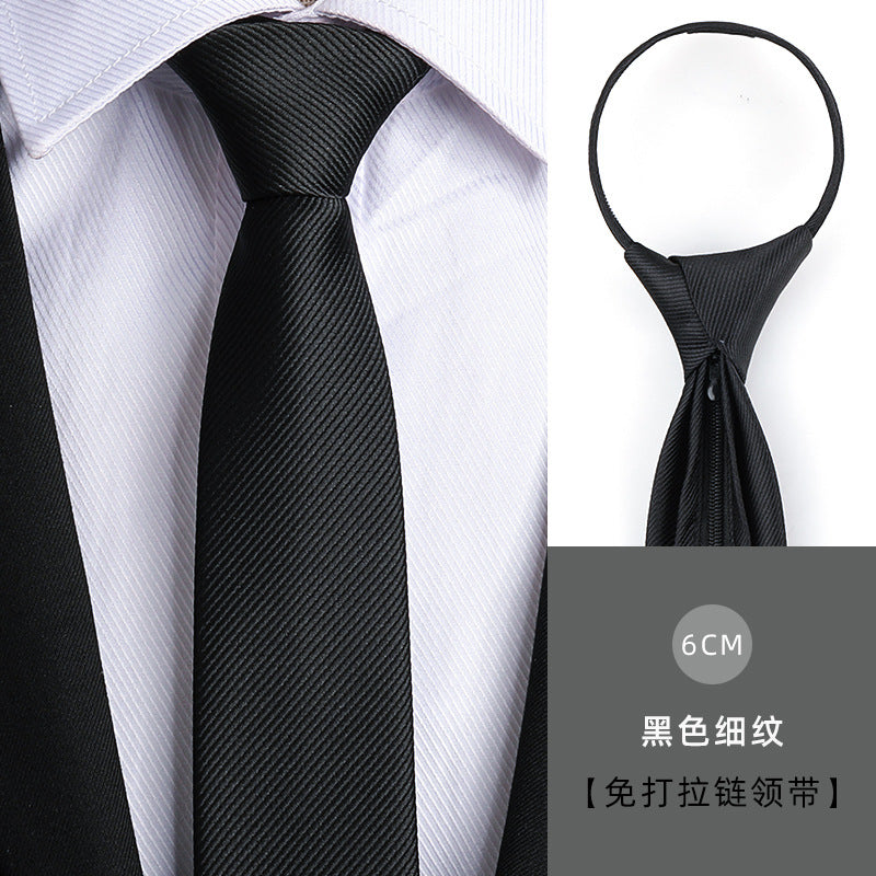 Tie men's formal wear business black glossy narrow zipper professional wedding groom korean zipper hand tie