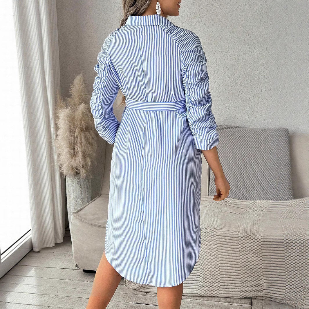 Striped Maternity Shirt Dress
