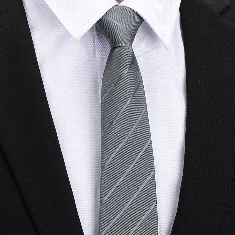 Tie men's formal wear business black glossy narrow zipper professional wedding groom korean zipper hand tie