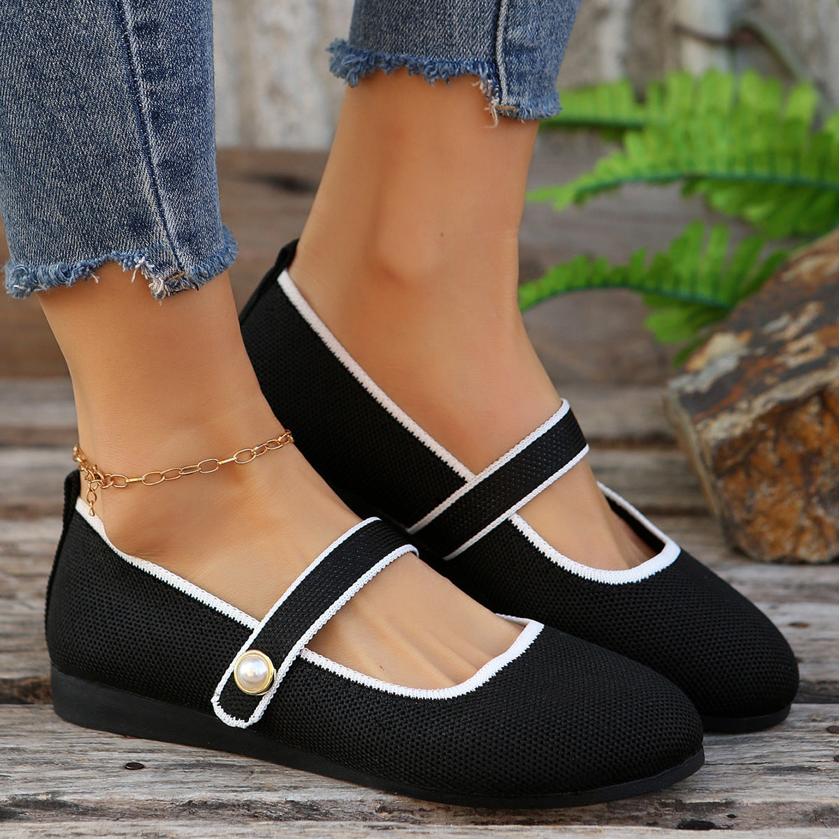 Spring Mary Jane Knit Flats
