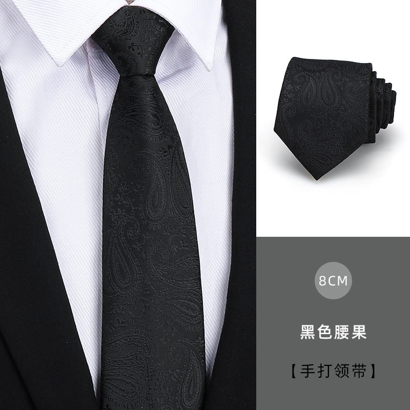 Tie men's formal wear business black glossy narrow zipper professional wedding groom korean zipper hand tie