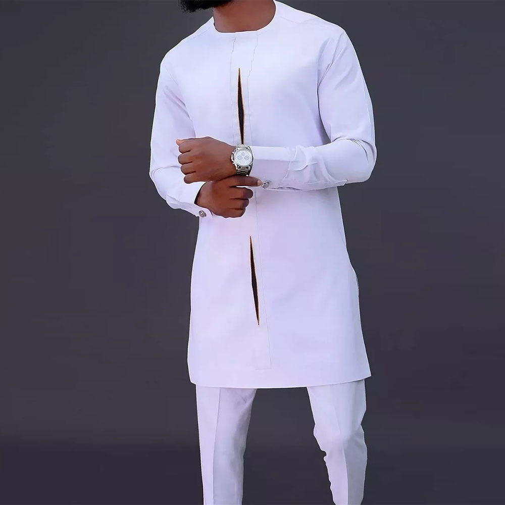 African Ethnic Solid Color Men's Suit Set