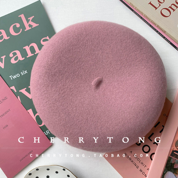 Retro Wool Beret Cashmere & Wool Women's Hat for Autumn & Winter