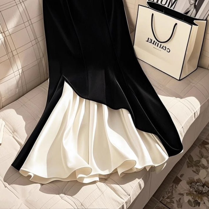 High-Waisted Velvet Skirt