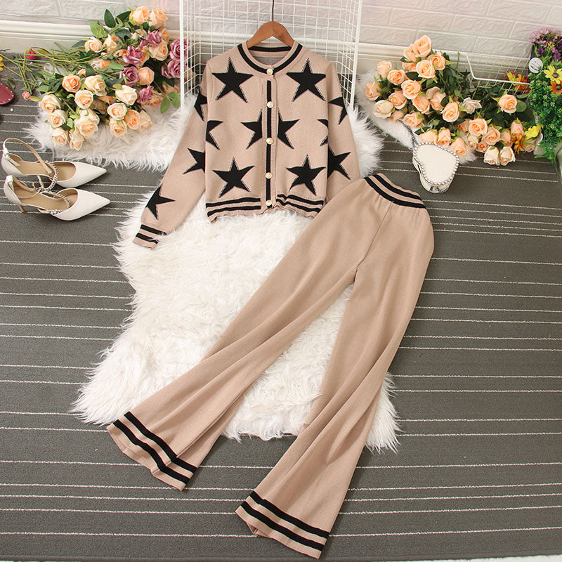 Star Cardigan & Wide Pants Set
