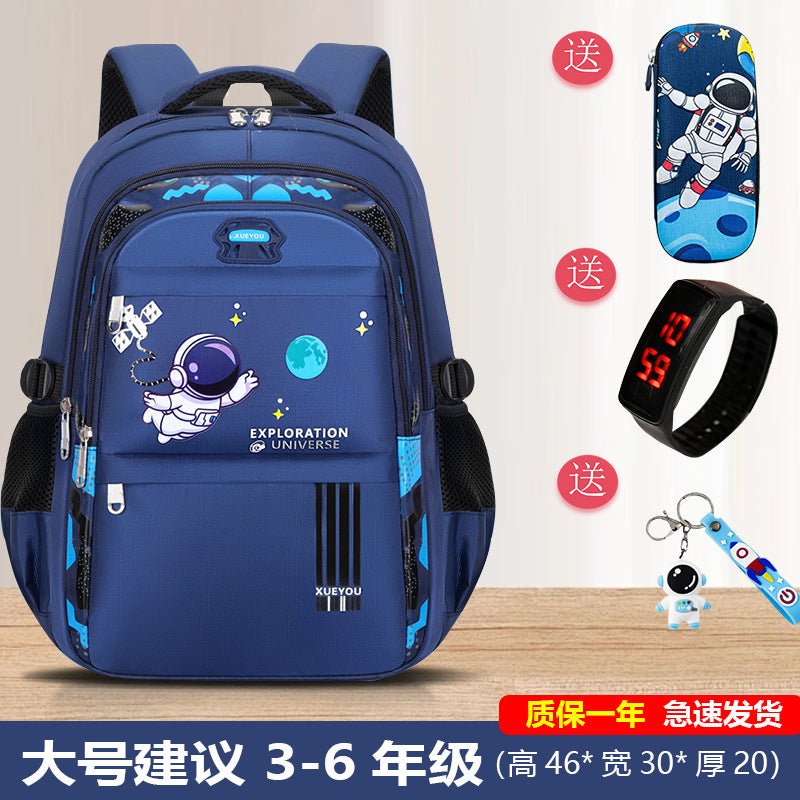 Space-Themed School Backpack for Grades 1-9 Large Capacity & Lightweight