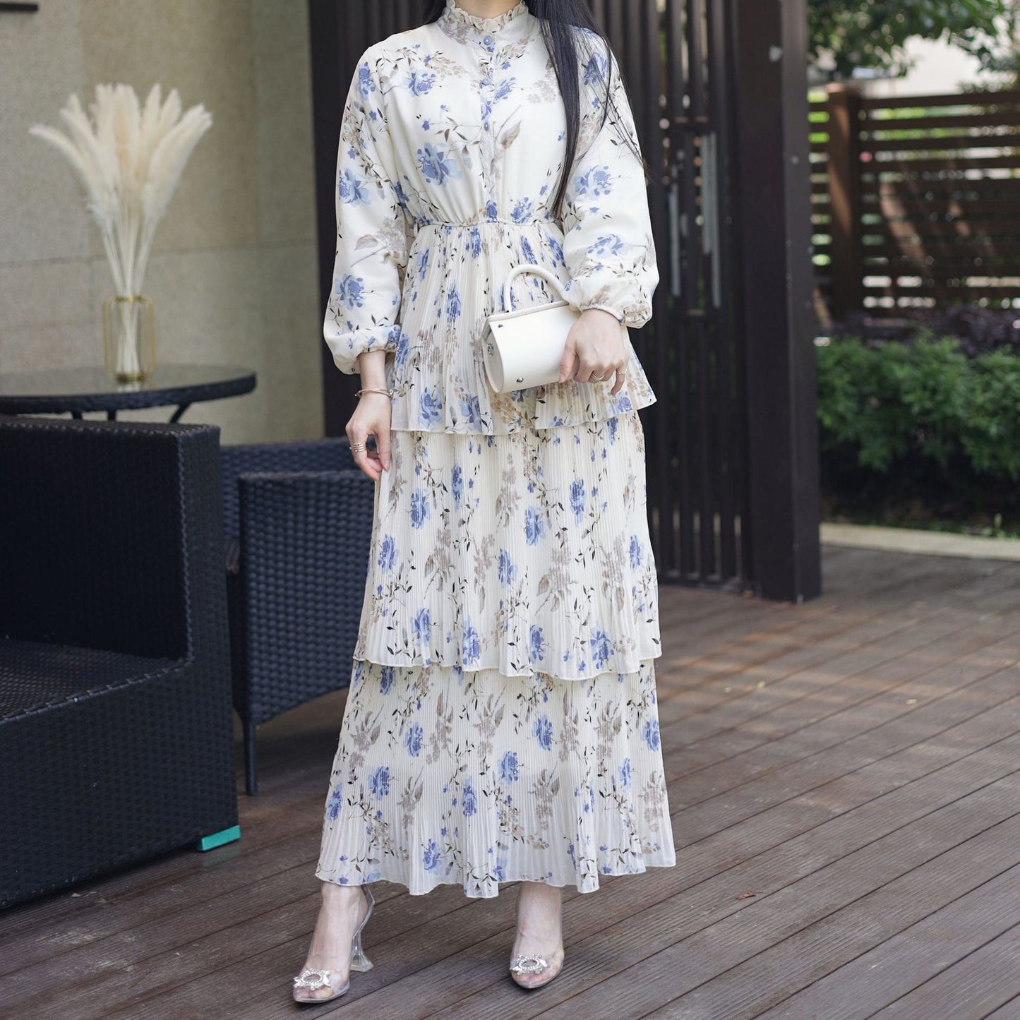 Pure Beauty Printed Dress, Ankle-length Printed Long Skirt