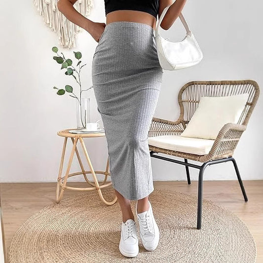 Essential Ribbed Maternity Pencil Skirt
