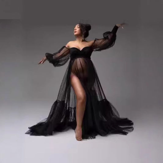 Mesh Maternity Robe & Nightie