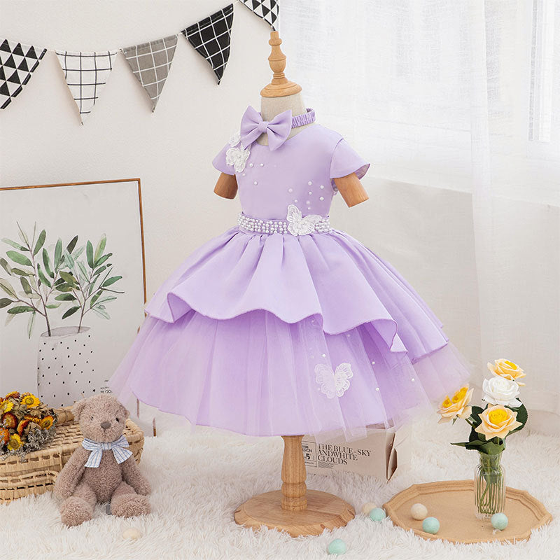 Beaded Bow Butterfly Princess Dress