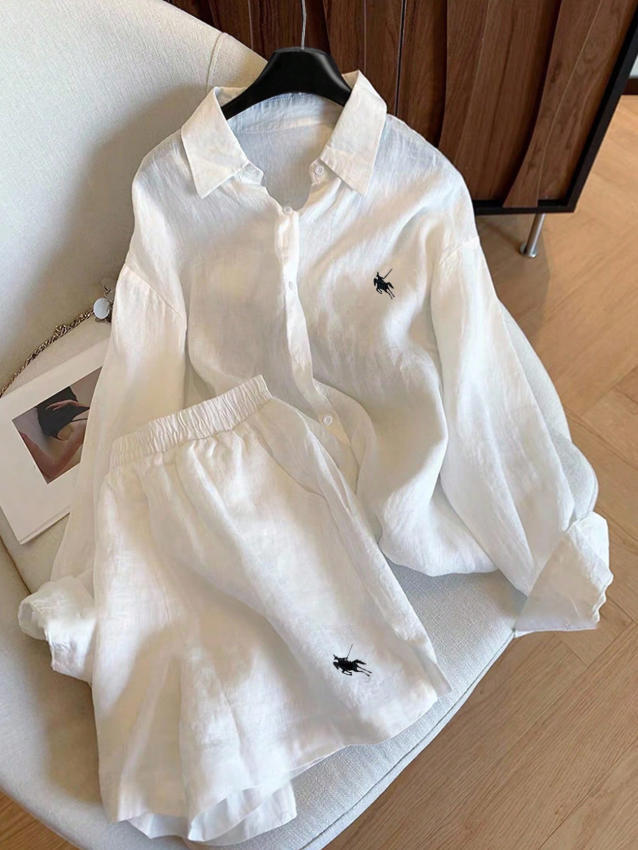 Retro Casual Embroidered Two-Piece Set