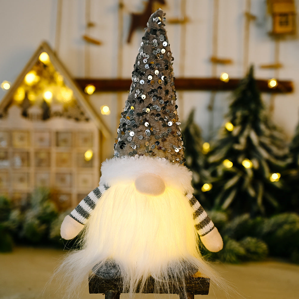 Christmas sequins with lights Rudolph doll decoration