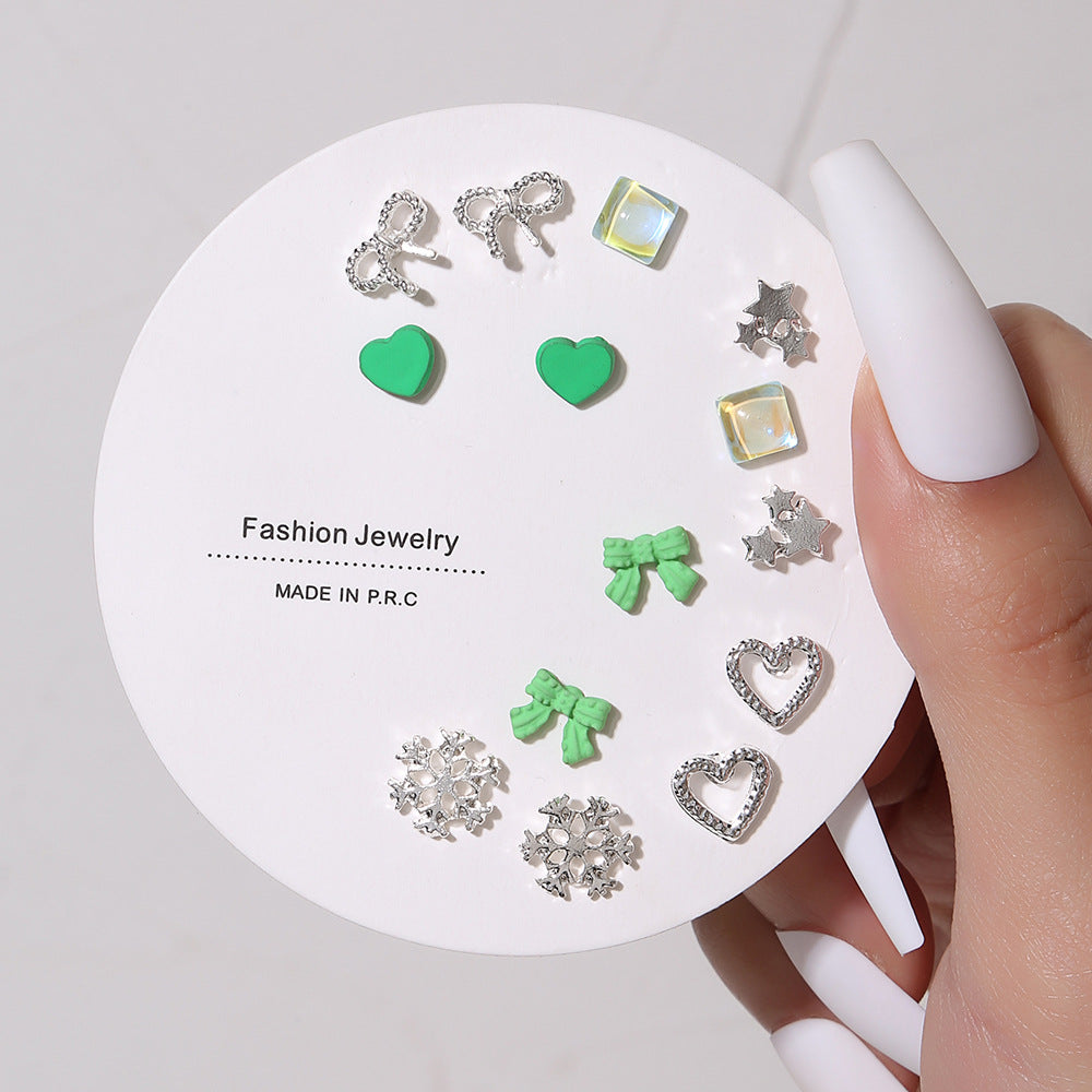 Small Stud Earrings Set - Exquisite 7 Pairs with Simple Color and Zircon Details