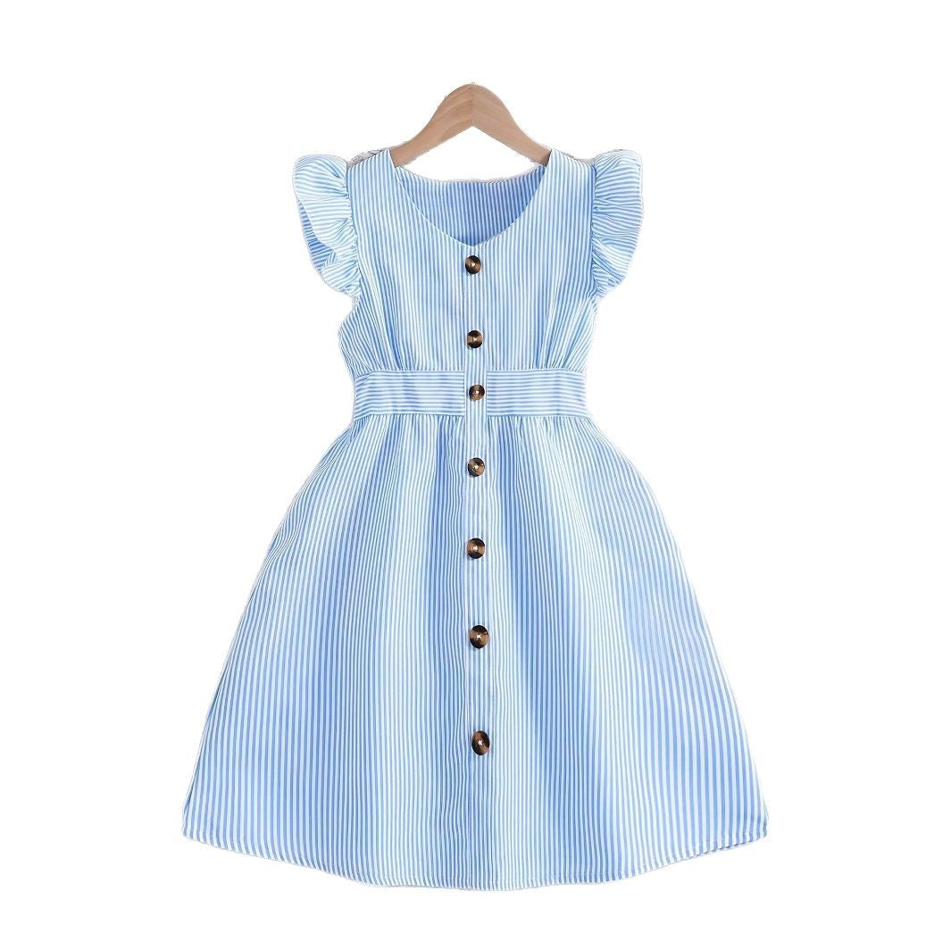 Girls' French Style Pinstripe Dress