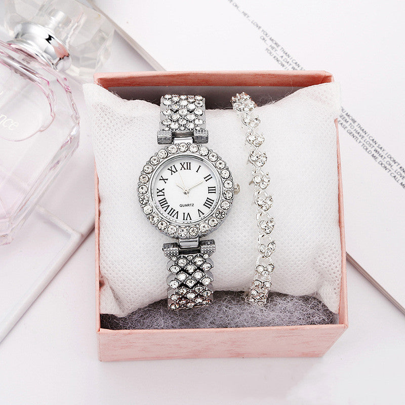 Roman pattern diamond ladies watch women's watch quartz bracelet