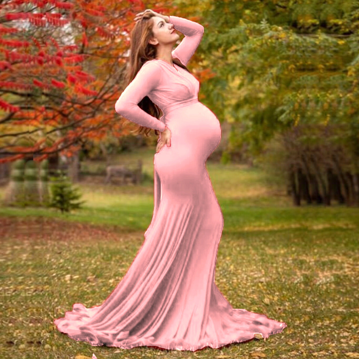 V-Neck Photography Maternity Dress
