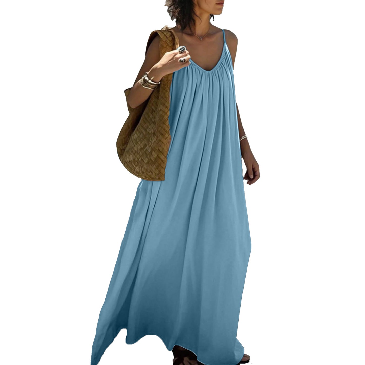 French Elegant Backless Slip Dress Summer Beach Maxi