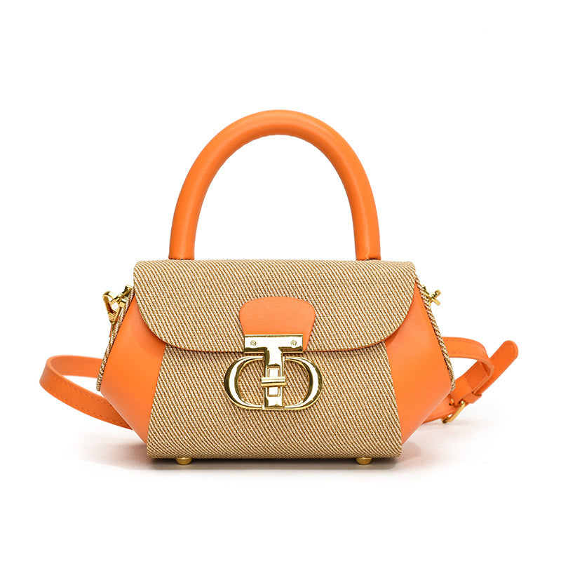 Korean Contrast-Stitch Shoulder Bag