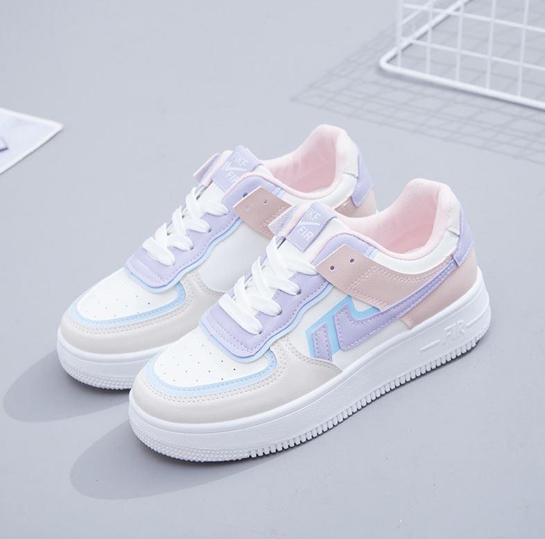 Macaron High-Top Sneakers: Small White Shoes for Women